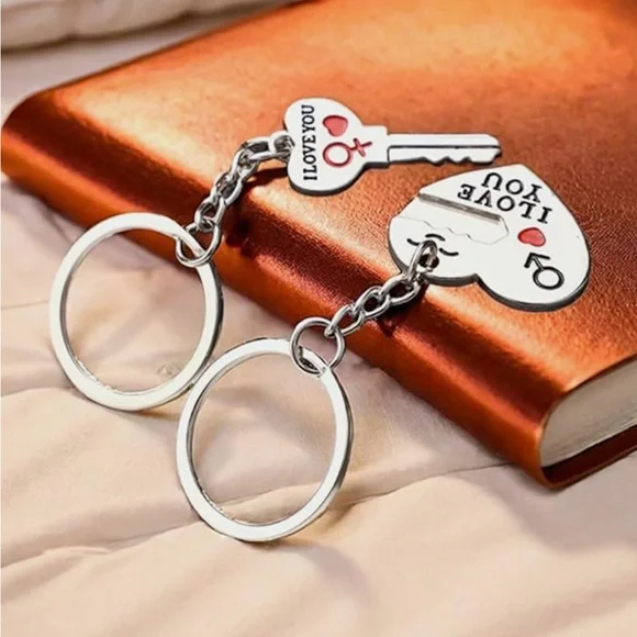 2 piece metal couple key ring set  NWT - Picture 2 of 3